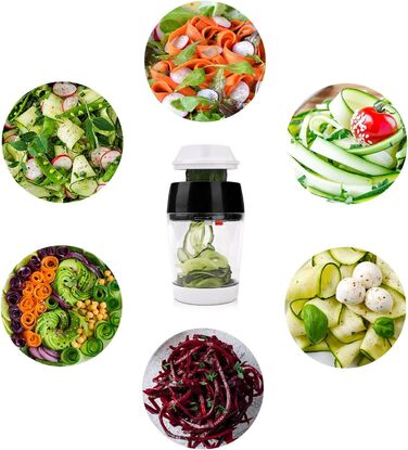 Спіральна овочерізка 4 в 1 з контейнером, чорна MENNYO