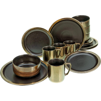 Набір посуду на 4 персони, 16 предметів, чорний/золотистий Modern Industrial Creatable