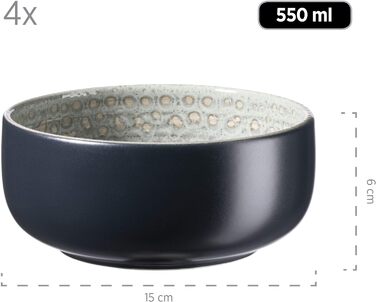 Набор посуды с ручной росписью MSER серии 931743 Spicy Market на 4 шт. в средиземноморском винтажном дизайне, комбинированный сервиз из 16 предметов из керамики, керамогранит (зеленый)