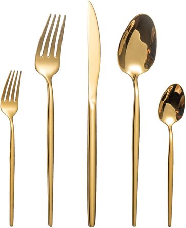 Набір столових приборів на 6 персон, набір 30 предметів, золотистий LAZAHOME