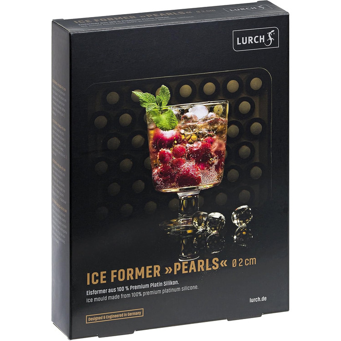 Силіконова льодогенератор Lurch ICE FORMER преміум-класу з кришкою на 20 кубиків льоду розміром 3 см, чорний, кубик 3 см (кулька 2 см)