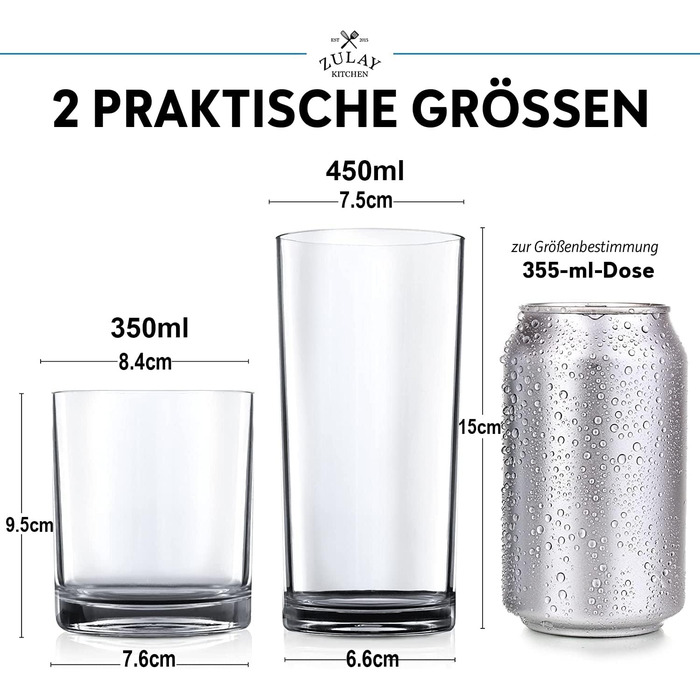 Набір пластикових склянок 350 мл та 450 мл, 8 предметів Zulay