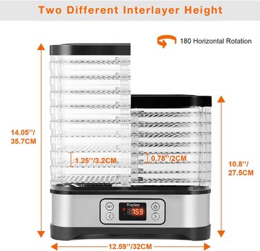 Дегидратор на 8 полок с контролем температуры, 400 Вт серебристый COOCHEER