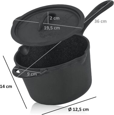 Сотейник чавунний 2 л з кришкою BBQ-Toro