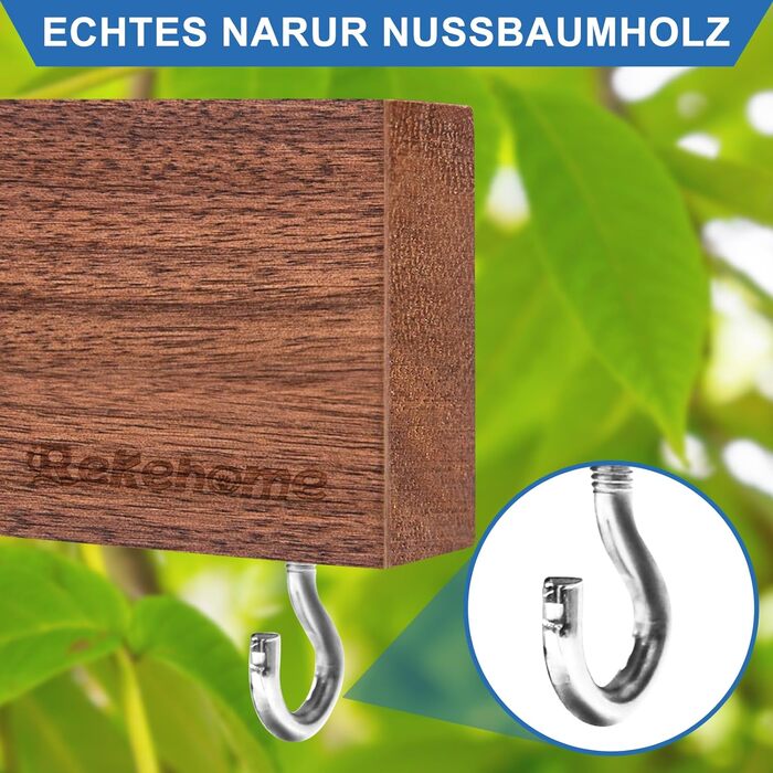 Магнітний тримач для ножів з 2 гачками, 40 см з дерева Rekehome