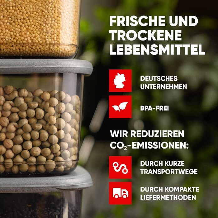 Банки для хранения с герметичными крышками Набор из 24 контейнеров для хранения БЕЗ БИСФЕНОЛА А Для мюсли, хранения муки и сахара Практичный кухонный ящик для хранения всех продуктов (набор из 6 антрацитовых 0,550 мл)