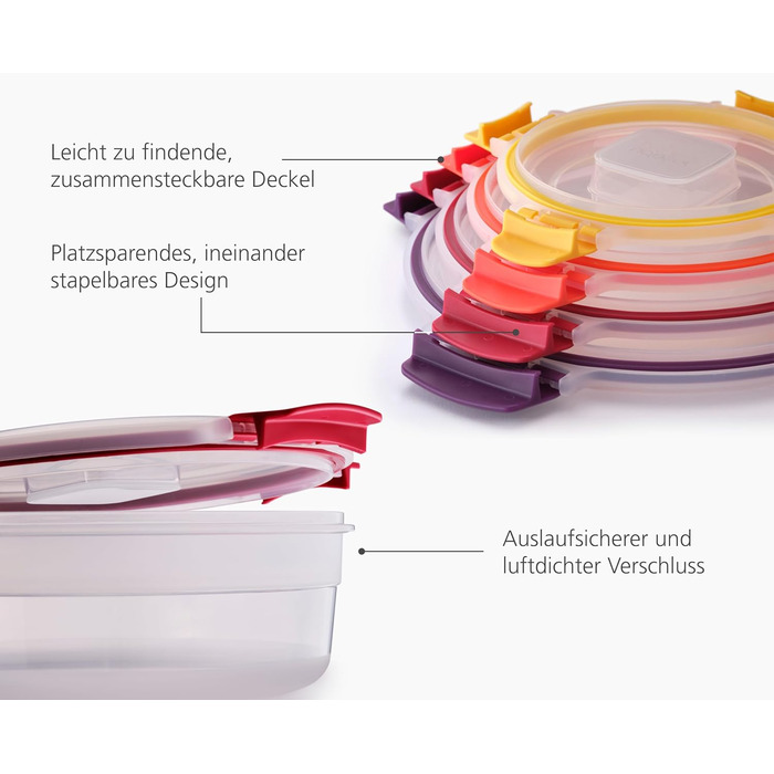 Набір круглих пластикових контейнерів з кришкою, 4 предмети, різнокольоровий Joseph Joseph