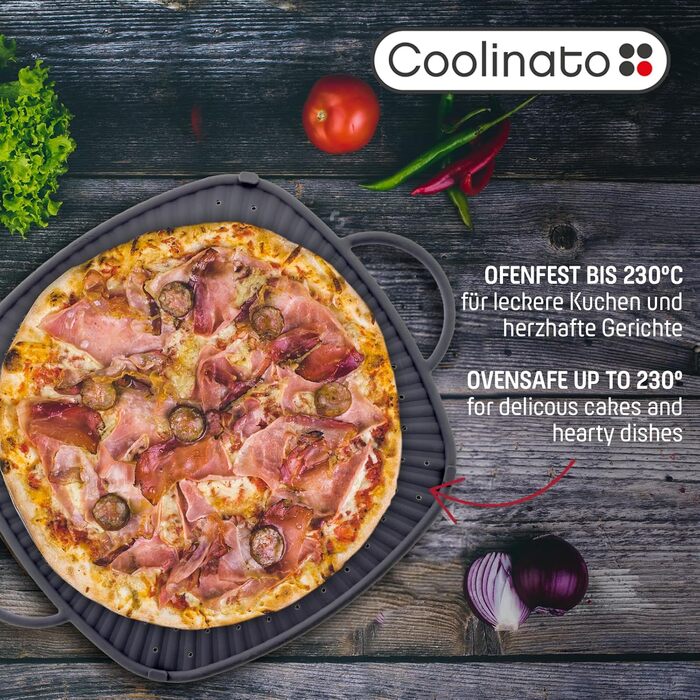 Силіконова підставка для посуду прямокутна 31x31 см з ручками, сірий Coolinato