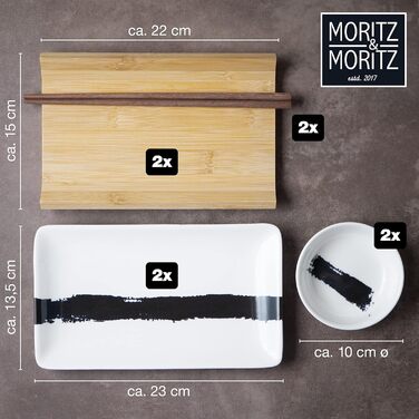 Набор посуды для суши на 2 персоны, 10 предметов, Brush Stroke Black Gourmet Moritz & Moritz