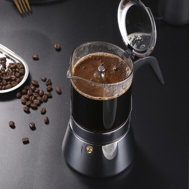 Гейзерна кавоварка Fissman на 6 порцій 240 мл нержавіюча сталь та скло (3298)