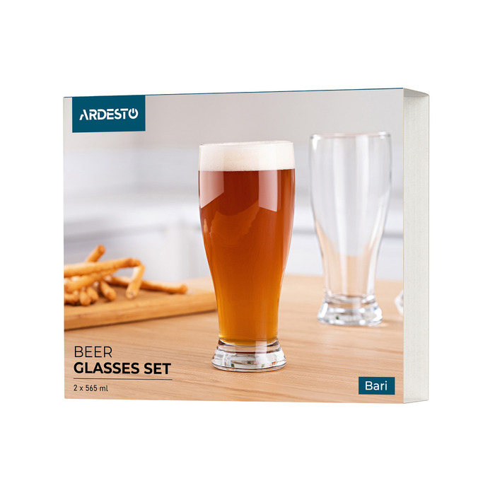 ARDESTO Набір келихів для пива Bari, 565мл, 2шт, скло, прозорий