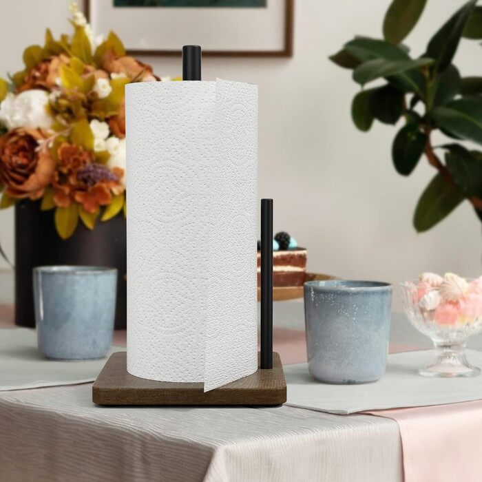 Тримач для кухонного рулону з квадратною основою з натурального дерева, Vialex