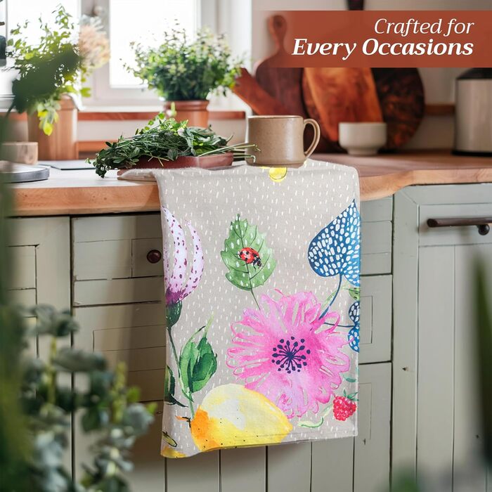 Набір із 3 багатоцільових кухонних рушників Maison d&39 Hermine Rural Christmas, 100 бавовна Різдвяні рушники День подяки/Різдво (50 см x 70 см) (Jardin D&39ete - Туман)