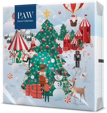 Серветки 3-шарові (33 x 33 см) I 20 шт. I Різнокольорові паперові серветки, ідеальні для різдвяного столу I Серветки - Різдво, зима, зірки, сніг, сніговики I (Різдвяна атмосфера)