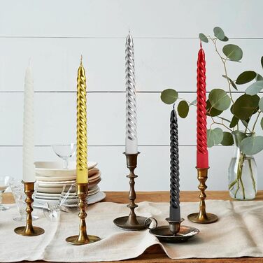 Набір з 4 конічних спіральних свічок 2 x 20 см, золотистий Bolosa