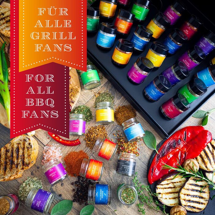 Класичний набір спецій Hallingers - Подарунковий набір спецій ручної роботи, 12 спецій з усього світу (Набір) - Літній подарунок та ідеальний подарунок для барбекю День народження, вітання, новоселення, річниця, вільний час Класичні спеції., 12 спецій (73