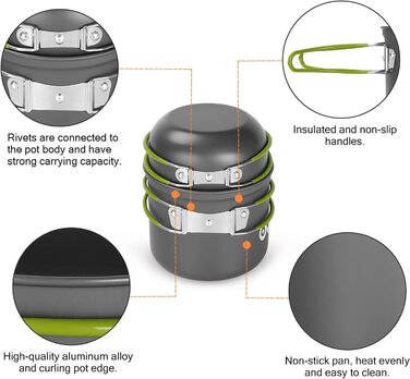 Набір кемпінгового посуду на 2 особи, 16 предметів Odoland