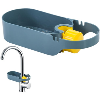 Стійка для зберігання крана для раковини, органайзер для кухонної раковини, кухонний кран, багатофункціональна стійка для крана для раковини, зберігання посуду, кухонне начиння, стійка для зливу для дому, ванної кімнати, щітки для мила (Balu)