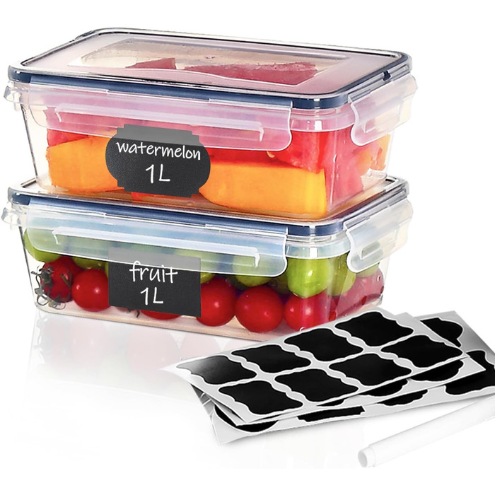 Контейнери для зберігання продуктів Goldeluxe 10 x 1 л з кришками, контейнери для заморозки, коробки для приготування їжі, без BPA, герметичні, штабелюються набір Tupperware для контейнерів для продуктів, контейнерів для заморозки та кухні (GO2PCS1L)