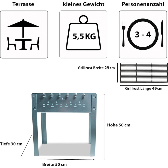 Портативний мангал 30 x 50 x 50 см ACTIVA