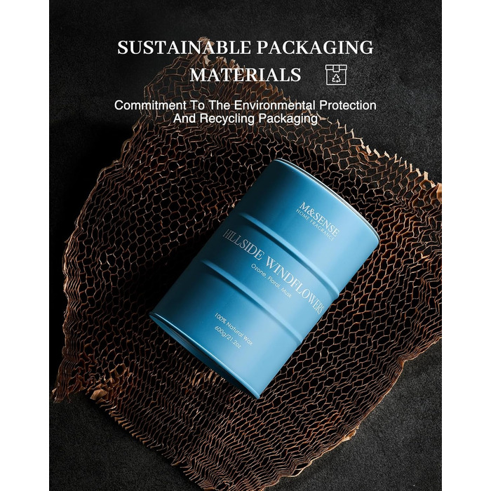 Ароматичні свічки M&SENSE з натурального соєвого воску, натуральна соєва свічка для домашнього декору, тривалий час горіння до 70 годин, класні подарунки-свічки для чоловіків і жінок (600 г, Hgelfeld Windblumen)