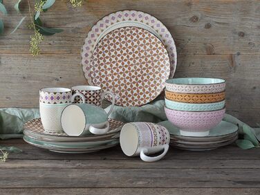 Набір посуду на 4 персони, 16 предметів, різнокольоровий Mandala Creatable