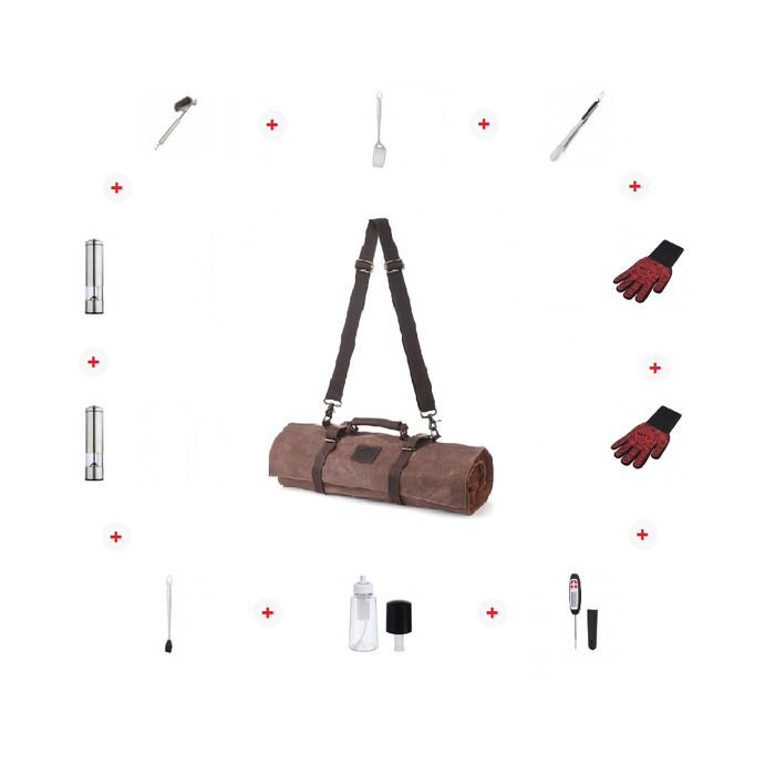 Набір аксессуаров для барбекю в скрутці-органайзері Brown GRILLI