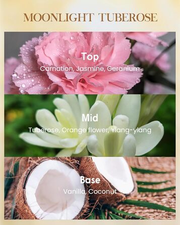 Ароматична свічка M&SENSE надзвичайно велика, час горіння 150 годин, натуральна ароматерапевтична свічка з 3 гнітами, сильний аромат, тривале горіння, подарункова свічка та прикраса для дому, подарунки для жінок (990 г, тубероза місячне сяйво)