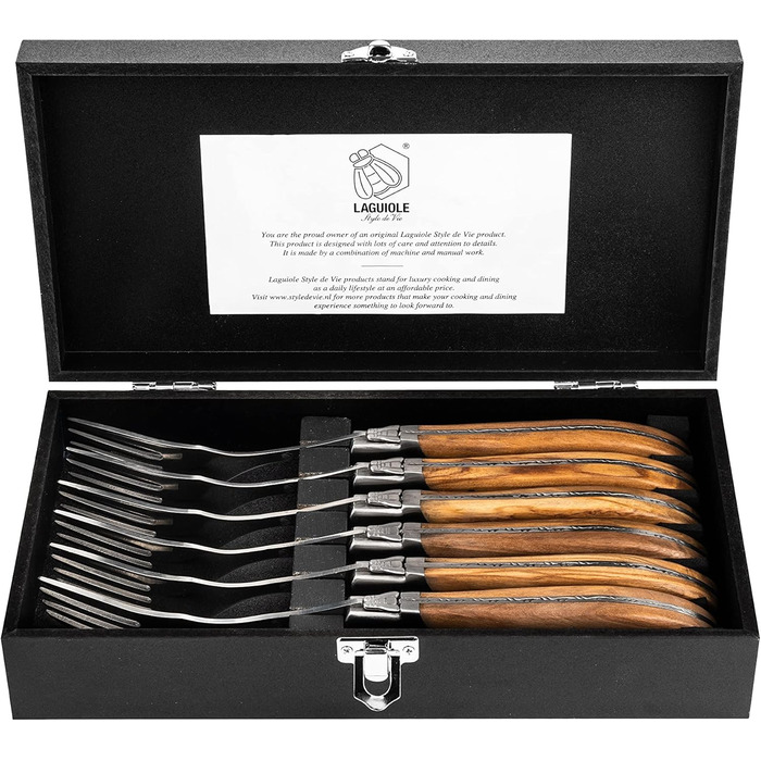 Набір з 6 виделок в дерев'яній коробці Luxury Line Laguiole Style de Vie