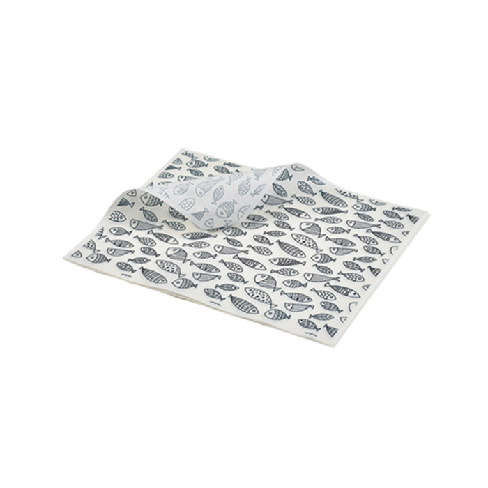 Жиронепроницаемая бумага 25х20 см, принт рыба, 1 упаковка (1000 листов), GenWare