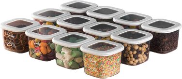 Банки для хранения с герметичными крышками Набор из 24 контейнеров для хранения БЕЗ БИСФЕНОЛА А Для мюсли, хранения муки и сахара Практичный кухонный ящик для хранения всех продуктов (набор из 12 белых 550 мл)