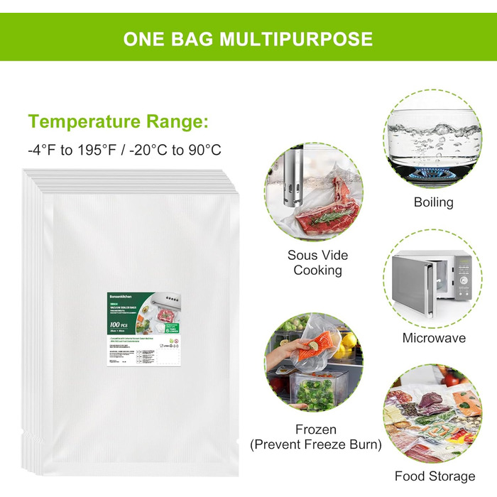 Вакуумные пакеты 100 пакетов 28 x 40 см Professional Bonsenkitchen