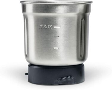 Електрична кавомолка з нержавіючої сталі, подрібнювач з додатковим контейнером з нержавіючої сталі для песто, горіхів, спецій, трав і багато іншого, 200 Вт, сріблястий контейнер з нержавіючої сталі з 4-кратним ножем