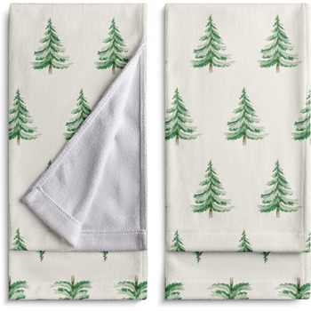 Різдвяні кухонні рушники Kwlegh, рушник для рук, рушник для пальців у формі різдвяної ялинки з цукерками та сніжинками, набір з 2 шт. , милий чоловічий банный рушник, високопоглинаючі рушники, 36 x (зелена ялинка)