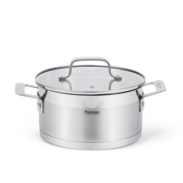 Каструля Fissman FOBUS 26x20 см 10,6 л із скляною кришкою нержавіюча сталь (5389)