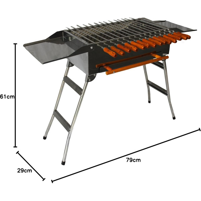 Преміальний портативний магал з ящиком для попелу, шампурами та решіткою Andreas Dell