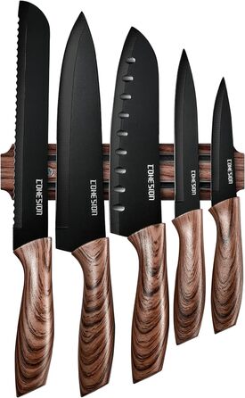 Дюймов Santoku Knife Кухонный нож Острый нож для мяса Профессионально выкованный из импортной высокоуглеродистой нержавеющей стали с красивым магнитным держателем для ножей - Метеориты (набор ножей из 5 предметов), 7