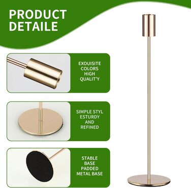 Набір із 6 свічників, канделябри-свічки 33/28/23 см, високі свічники, декоративні вінтажні металеві свічники для святкування днів народження, річниць, весіль, декору дому (чорний) Чорний - 6 шт. (золотий - 9 шт. )