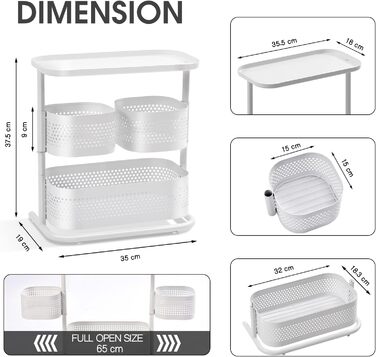 Стойка для специй APEXCHASER, 3-уровневый вращающийся держатель для специй, вращающийся на 360 хранилище для специй, металлический кухонный органайзер для бутылки специй, банки для специй 35 * 19 * 37,5 см (высокий, белый)