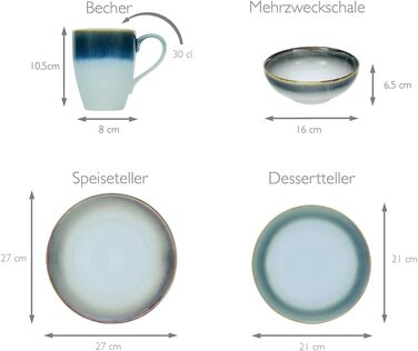 Серія Cascade Bowls Mix, набір чаш Buddha 4 предмети (кольоровий мікс, комбінація 16 предметів), 17546