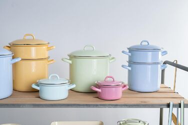 Кришка для каструлі 18 см емальована, блакитна Riess