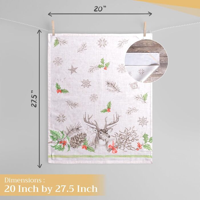 Набір із 3 багатоцільових кухонних рушників Барних рушників День подяки/Різдво (50 см x 70 см) (03 - Різдвяна роса, 50 x 70 см (Набір із 3 шт.)), 39 Hermine Noel