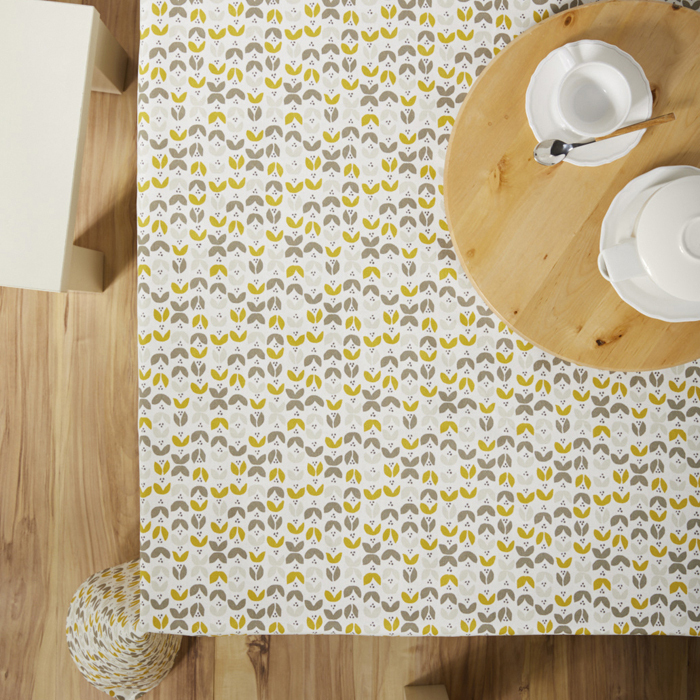 Скатертина Atenas Home Textile Tulipa Mostaza, бавовна з покриттям, 150 х 150 см