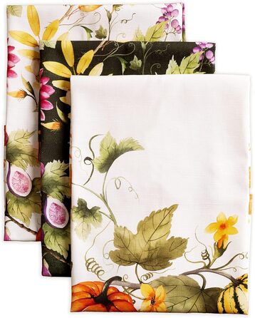 Набір із 3 багатоцільових кухонних рушників Maison d&39 Hermine Rural Christmas, 100 бавовна Барні рушники День подяки/Різдво (50 см x 70 см) (08 - Гарбузовий сад - Хмарно-кремовий)