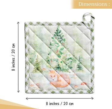 Рукавички для духовки Maison d&39 Hermine, підставки для каструль, 100 бавовна, термостійкі кухонні рукавички, рукавички для духовки (19 см x 33 см) та підставки для каструль (20 см x 20 см) для приготування їжі, Morzine - рукавички для духовки (19 x 33 с