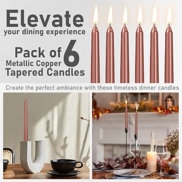 Набір з 6 конічних свічок 2,2 x 25 см, мідний DECO EXPRESS