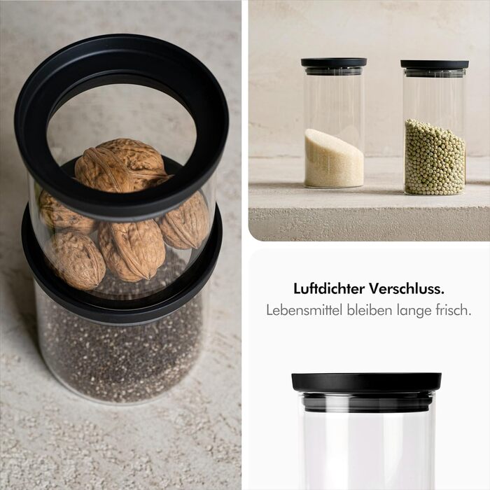 Ємності для зберігання продуктів 1200 мл з прозорими кришками, набір 3 предмети, KIVY