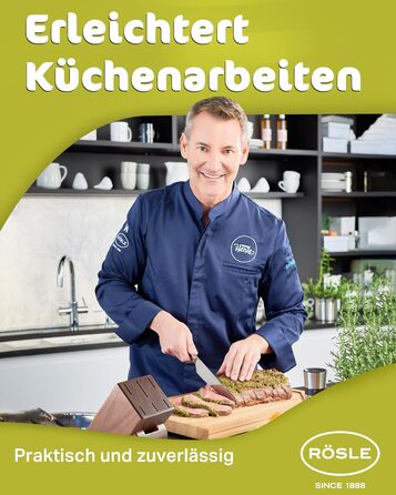 Блок ножів RSLE Basic Line - Високоякісний 6-предметний бамбуковий блок ножів з 5 кухонними ножами, набором гострих ножів зі спеціальної сталі та ергономічними ручками. Базовий 6-предметний блок ножів (7-предметний блок ножів Passion)