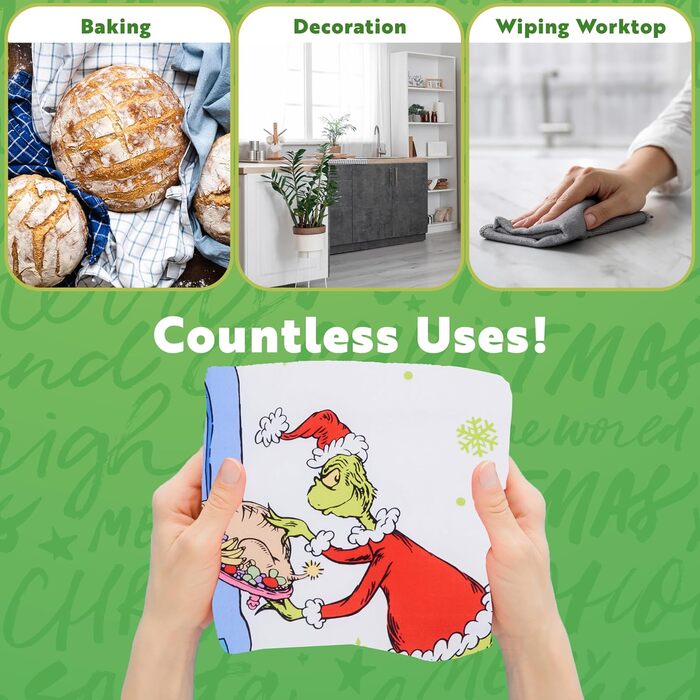 Набір з 2 різдвяних кухонних рушників ‎65 x 65 см The Grinch