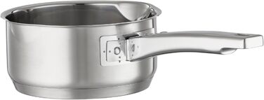 Форма для запікання RSLE EXPERTISO, універсальна ємність для приготування їжі з нержавіючої сталі 18/10, скляна кришка, внутрішня вага, підходить для індукційних плит, можна мити в посудомийній машині, срібляста (16 см, каструля)